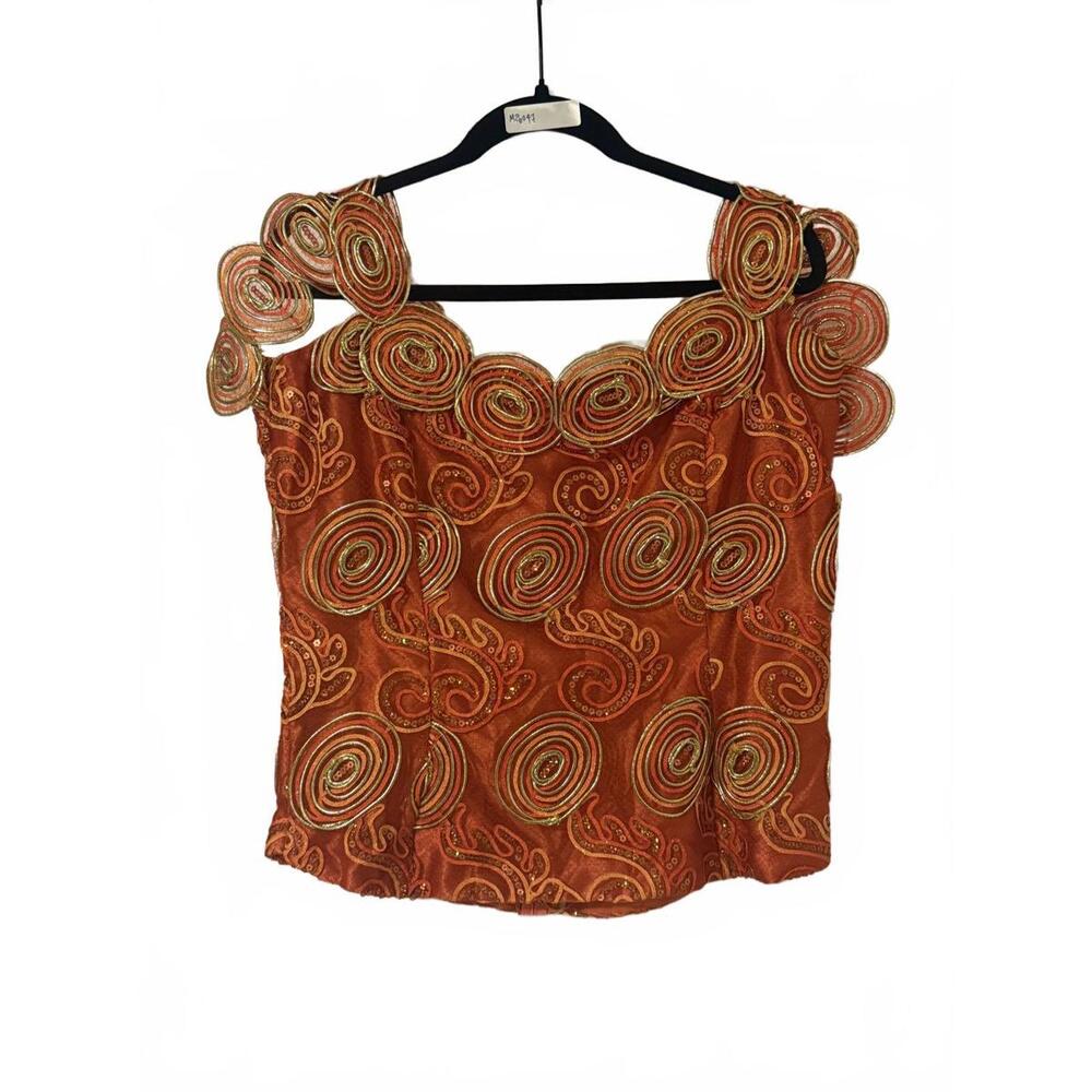 Vintage Handmade Orange Spiral Party Top